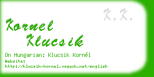 kornel klucsik business card